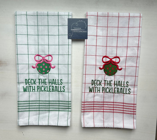 Pickleball Christmas Kitchen Towels