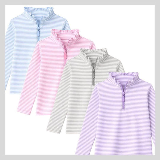 Pre-Order by 7/23 - Quarter Zip Ruffle Collar
